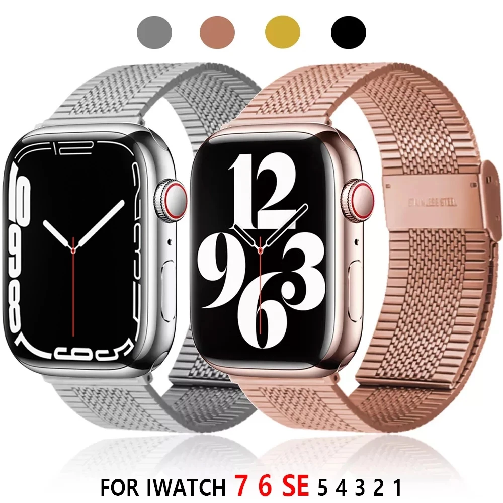 

Metal Milanese loop Strap For Apple watch band 7 45mm 44mm 40mm iWatch Series 42mm38mm stainless steel bracelet magnetic 3456 se