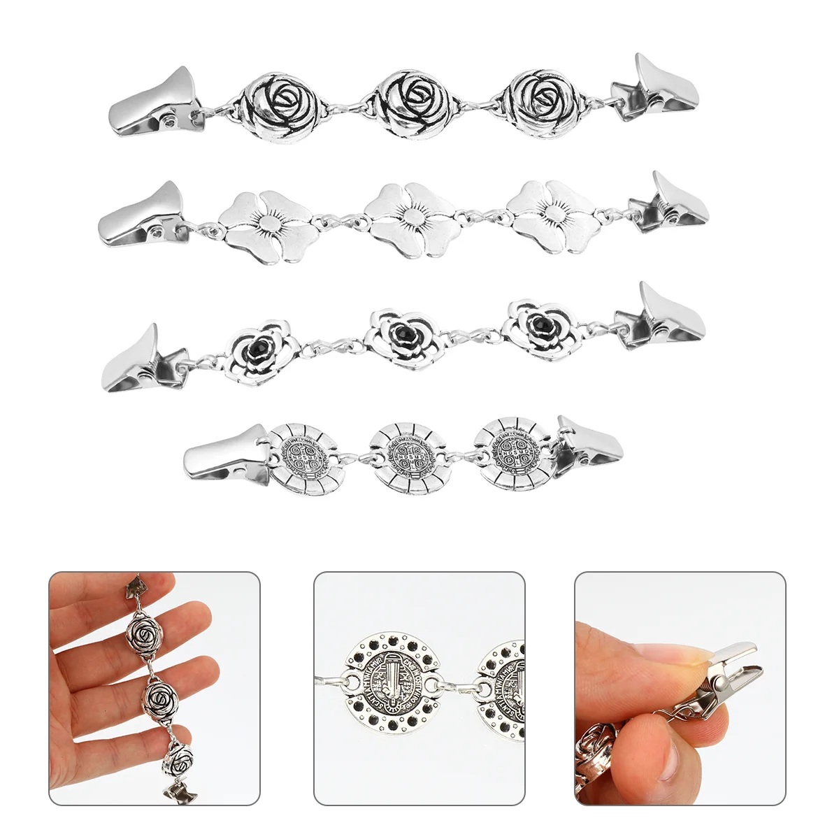 

4Pcs Clips Fashion Delicate Portable Zinc Alloy Cardigan Clips Clothes Accessory for