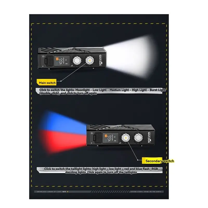 Перезаряжаемый светодиодный фонарь BHTS-WARSUN X809PRO: Сверхъяркий, портативный, многофункциональный светильник для авторемонта и работы на открытом воздухе (art.: 3920dbb85145b) - 3920dbb85145b