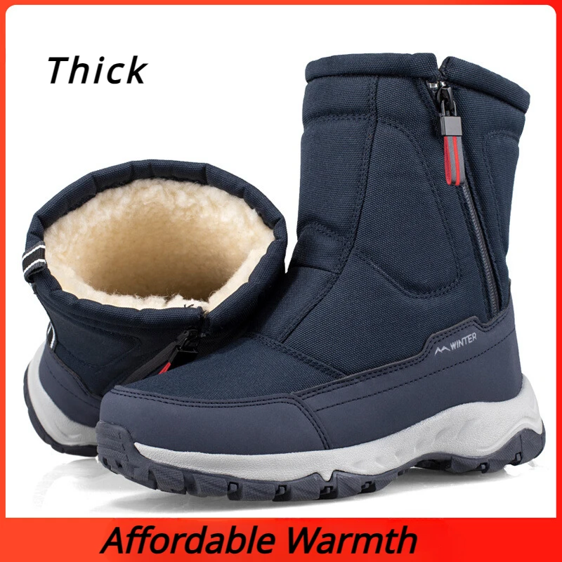 

New Winter Shoes For Men Warm Snow Boots Mid-calf Men Warm Shoes Thick Plush Winter Boots For Men Women Waterproof Cotton Shoes