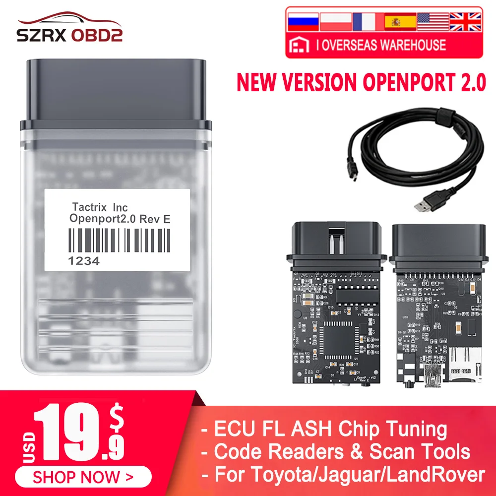 Новинка Tactrix Openport 2 0 ECU FLASH автоматическая Настройка чипа OBD OBD2 Автомобильные