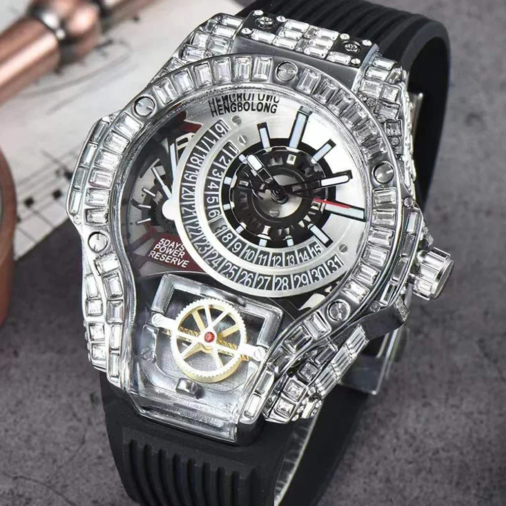 Часы наручные мужские кварцевые с резиновым ремешком