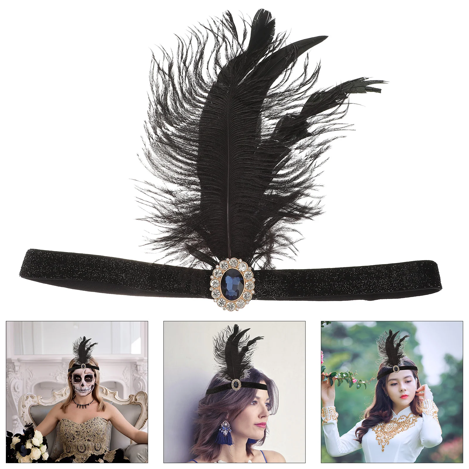 

3 Pcs Forehead Plume Headband Plume Headdress 1920s Cosplay Headpieces