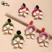guanlong new trendy colourful cherry big drop earrings for women fashion jewelry metal resin geometric long korean round brincos