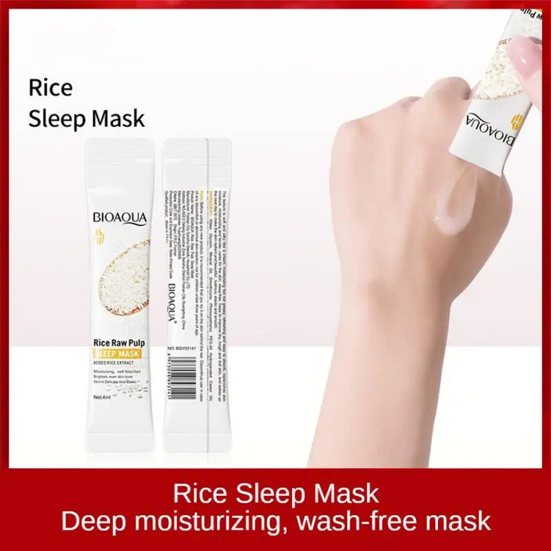 

4 мл * 5 рисовые маски из сырой целлюлозы, маски для сна против морщин, Антивозрастная увлажняющая отбеливающая маска для лица, уход за кожей, маски для лица для сна