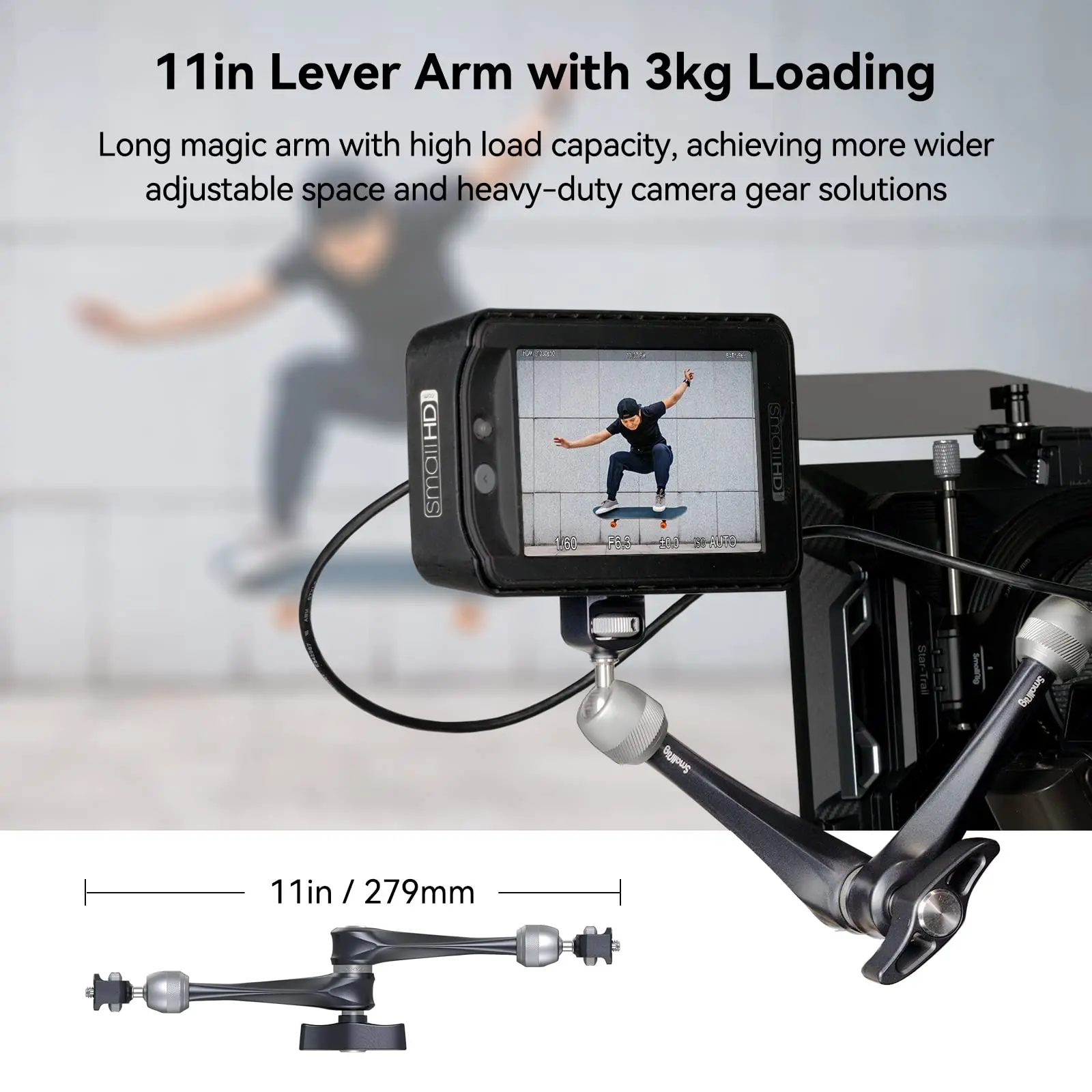 Фото Рукоятка с розеткой SmallRig, 11 дюймов, регулируемая на 360 °, волшебная рукоятка для монитора DSLR, светильник ка, аксессуары для Светодиодный меры,... №5