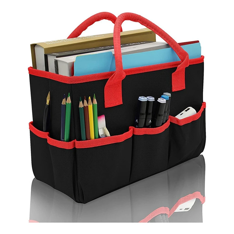

Сумка ручной работы и художественная для принадлежностей с карманами, сумка-тоут из ткани Оксфорд для художника, ребенка, органайзер для хр...