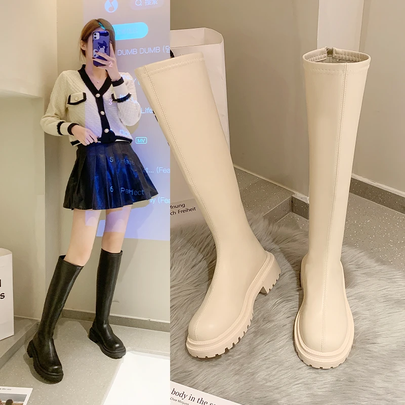 Женские ботинки на платформе 2021 зимняя готическая обувь длинные сапоги женские