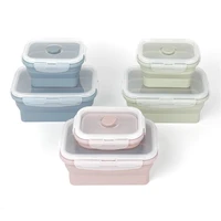 silicone rectangle lunch box collapsible bento box folding food container bowl for dinnerware tableware