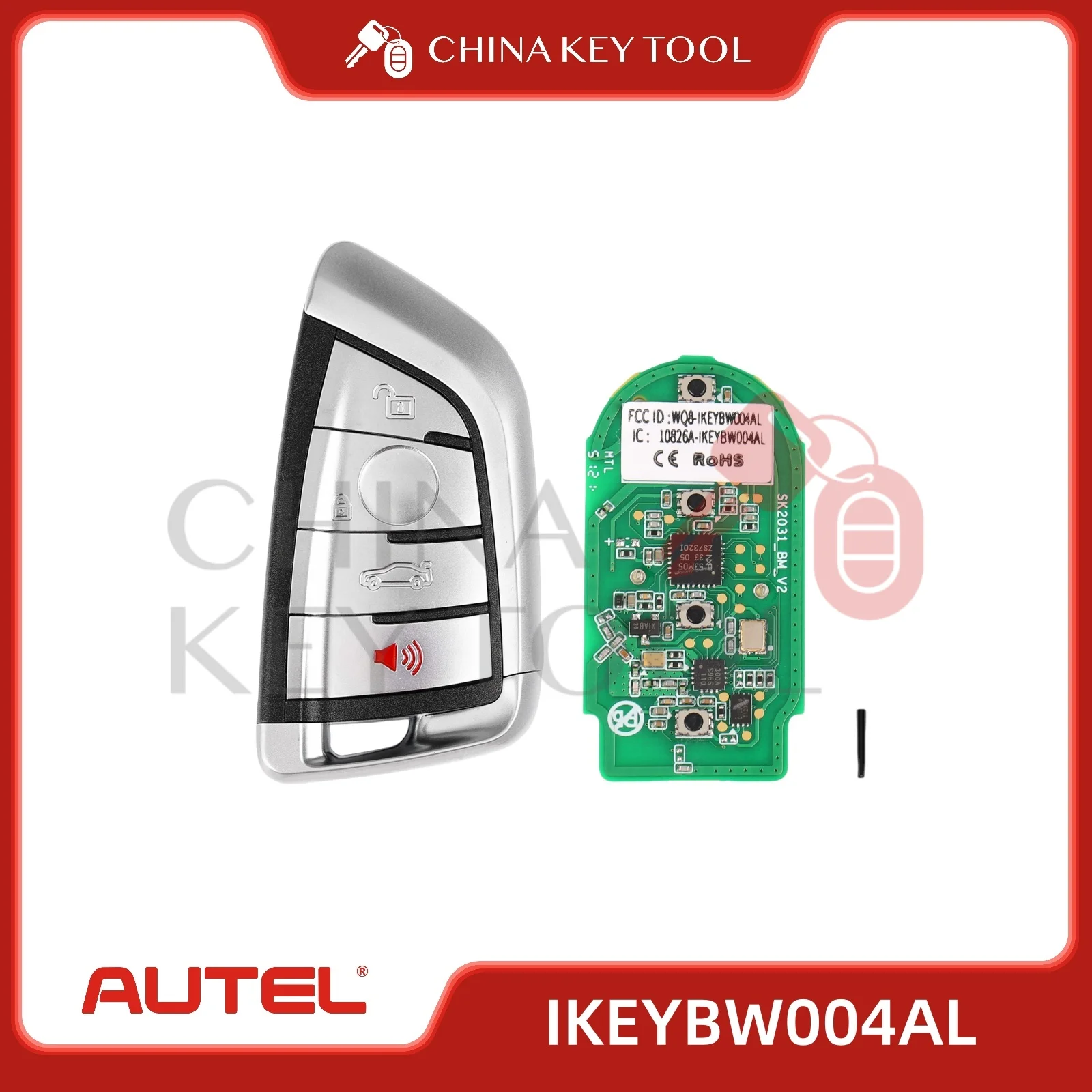 

1 шт. Autel IKEYBW004AL BW004AL универсальный смарт-ключ 4 кнопки для BMW для смарт-ключа Autel для KM100 IM508 IM608 KM100E