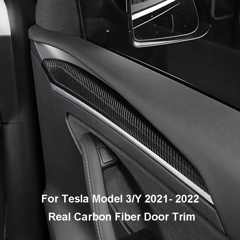

Отделка двери из настоящего углеродного волокна для Tesla Model 3 Y, внутренняя крышка автомобиля, наклейка, панель, модификация интерьера, украше...