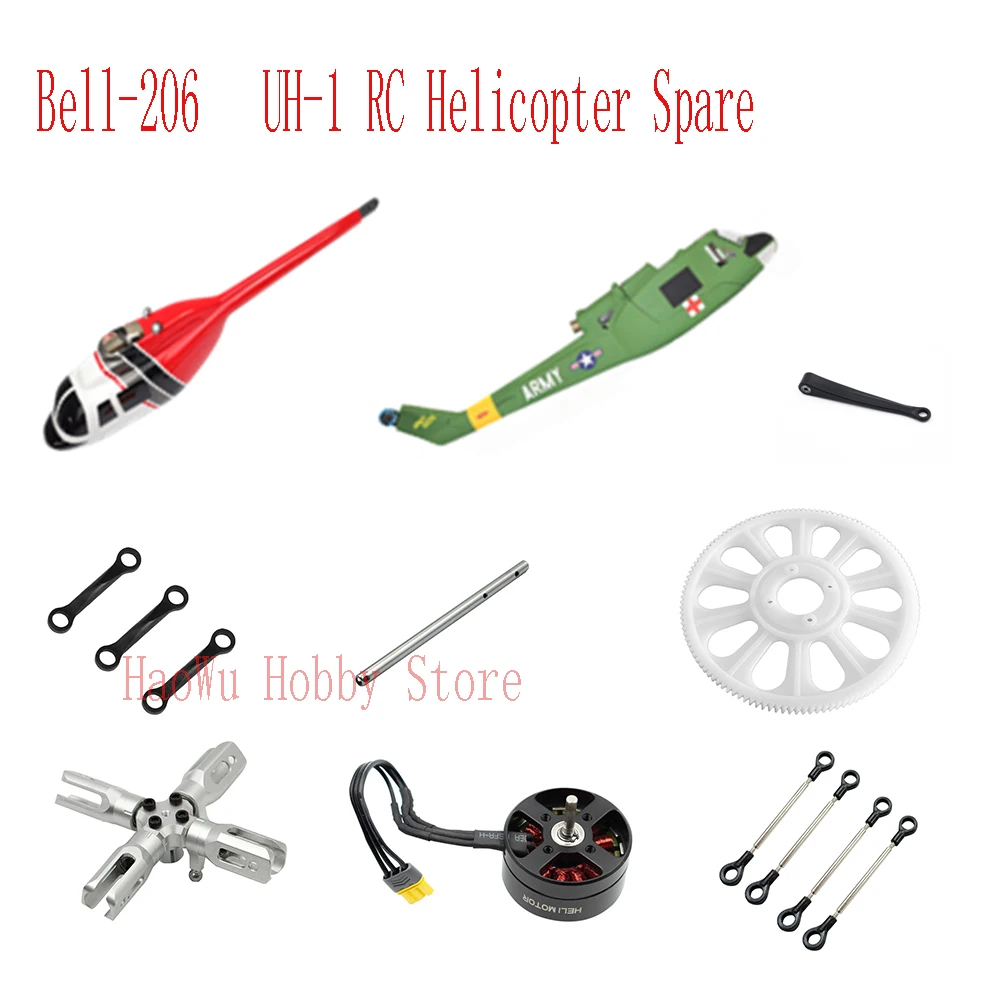 Flywing bell206 UH1 Bell-206 UH-1 RC Helicopter Spare Parts Main Shaft Of Big Toothed Propeller Clamp Tail Roto