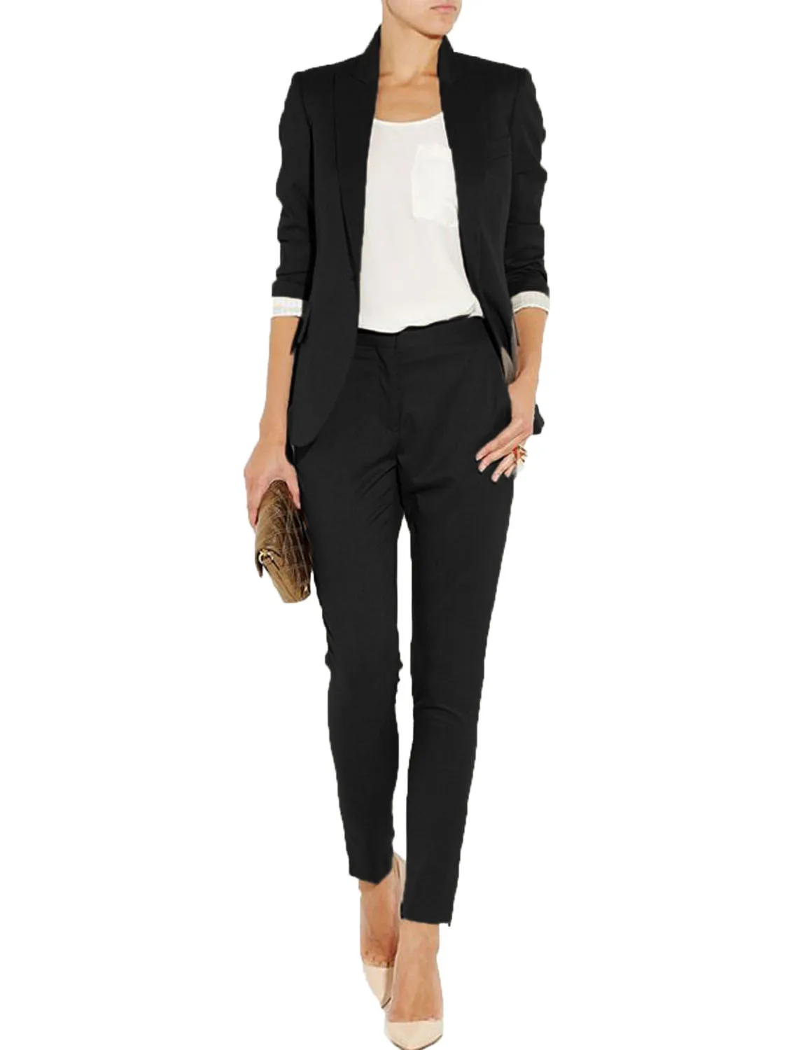 Women's Suit Slim Fit 2 Piece Suits Lady Blazer Pants & Jacket Suits Set