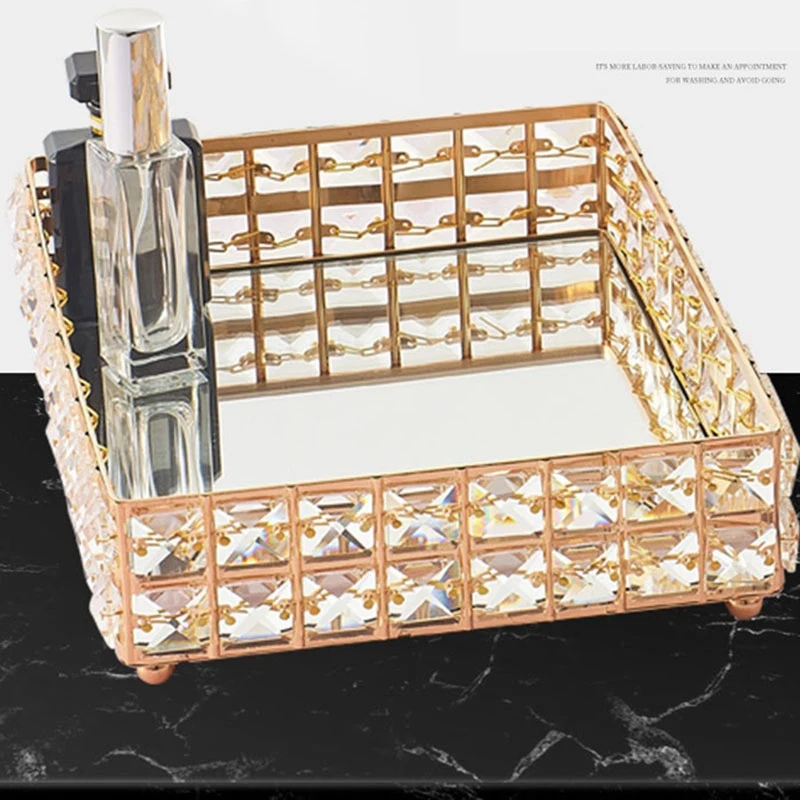 

1 шт. квадратный хрустальный поддон для хранения бытовой косметики, контейнер для фруктов, снэки, тарелка, товары для свадебного декора