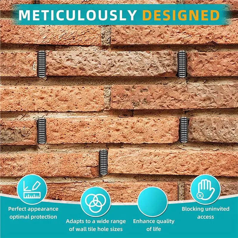 Фото TFORU-100 шт. Заглушки для дренажных отверстий, сетчатые заглушки из нержавеющей стали для дренажных отверстий, заглушки для отверстий в кирпичной кладке, заглушки для отверстий в стенах №4