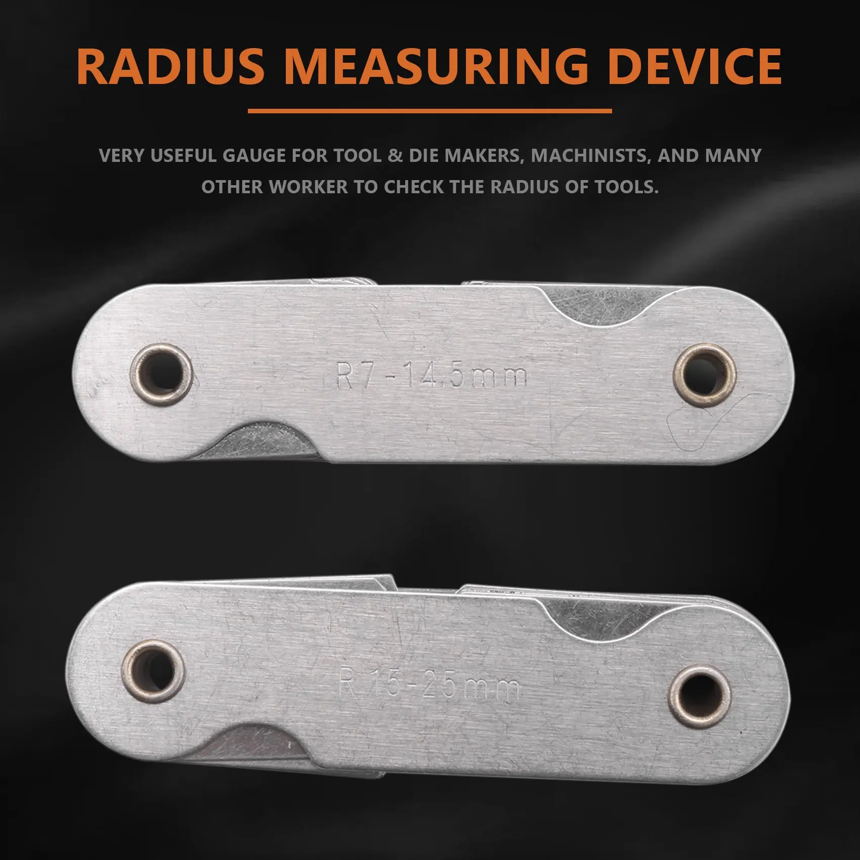 

Radius Gauge Set,4Pcs Stainless Steel Radius Fillet Gauge Measuring Tool (R0.3-1.5/ R1-6.5/ R7-14.5/ R15-25)