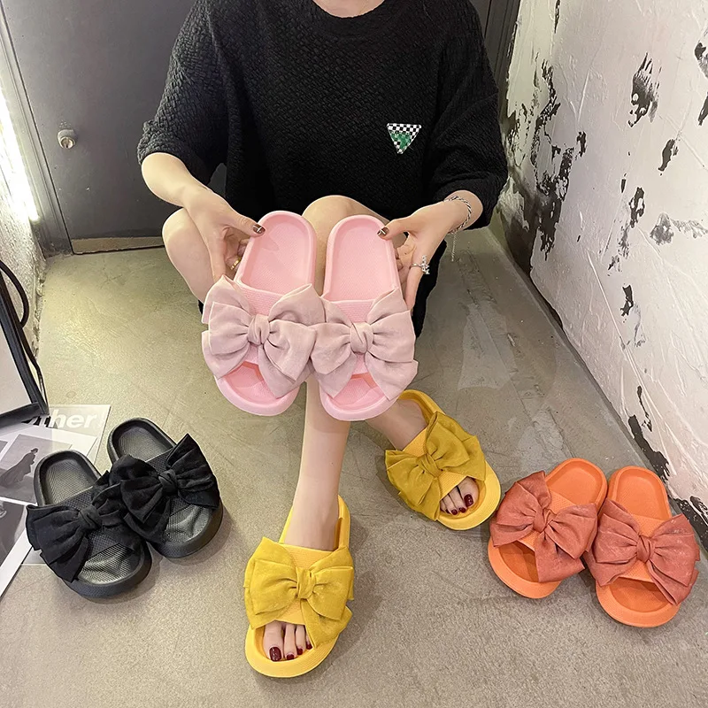

Bow Cool Slippers Female Summer Wear Fashion Eva Slippers Non - Slip Indoor Slippers on the Sense of Dung Slippers Drag Queen