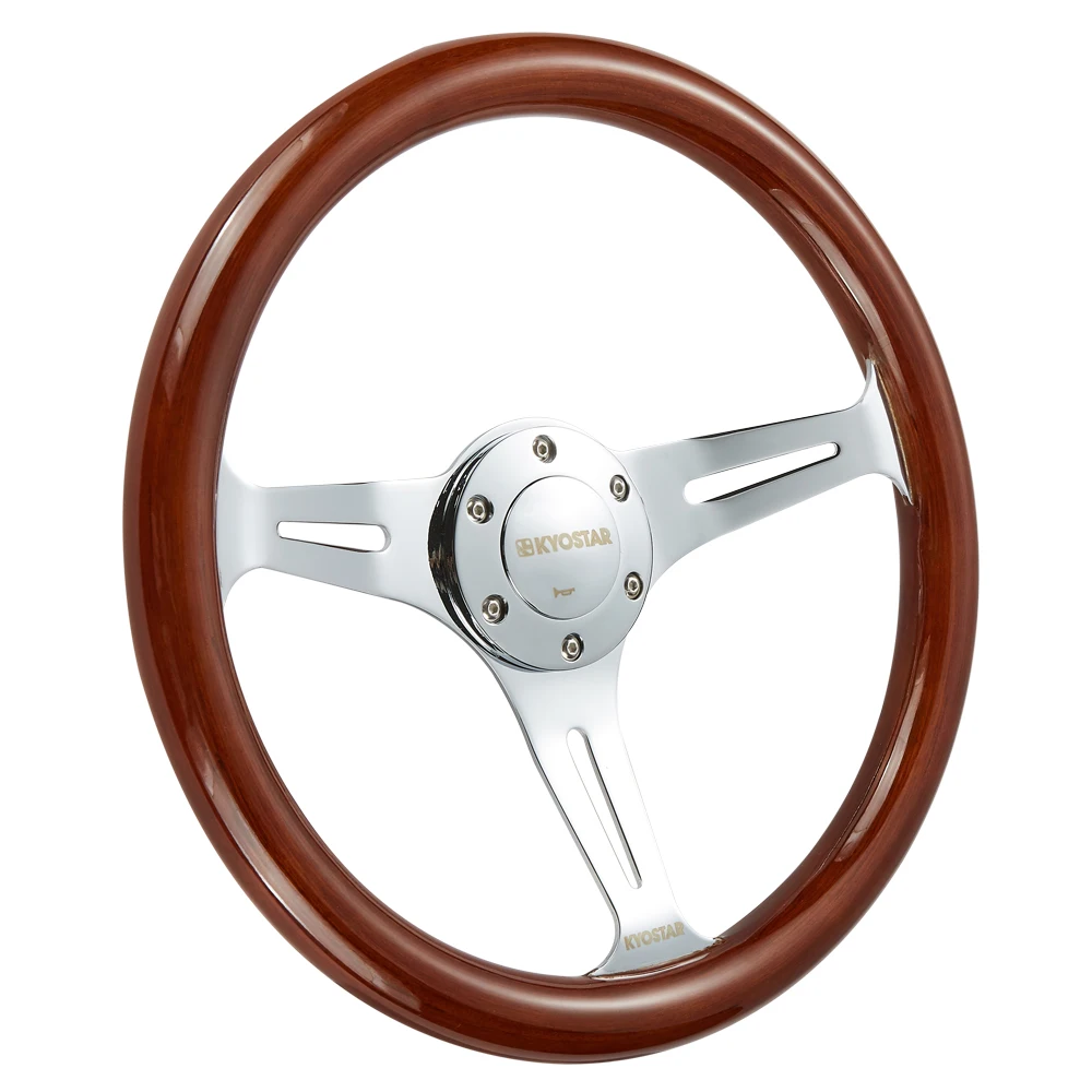 

Flat Wood Finish Steering wheel , Wooden Vintage Steering wheel