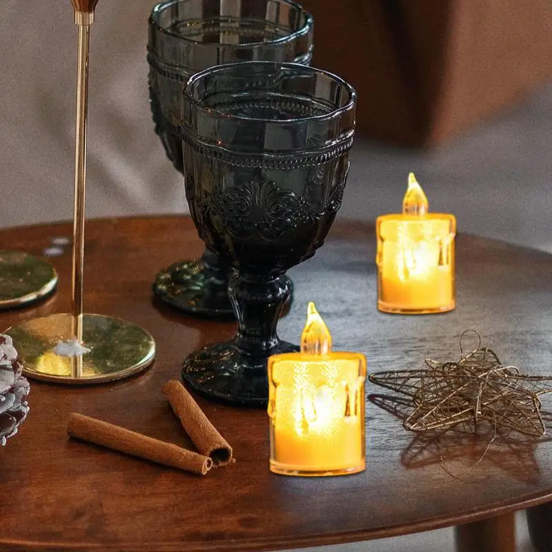 Свеча на батарейках хрустальная светодиодная чайная свеча 24X мигающая маленькая