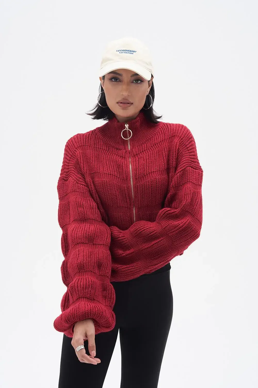 Женские свободные кардиганы на молнии однотонные свитера с рукавами-фонариками