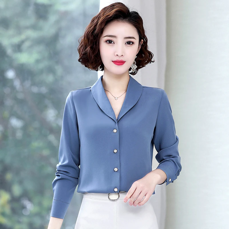 Temperament Chiffon Shirt Women'S Long Sleeve 2022 Spring And Autumn New Korean Version Versatile Trend Shirt Fashion Lapel Top