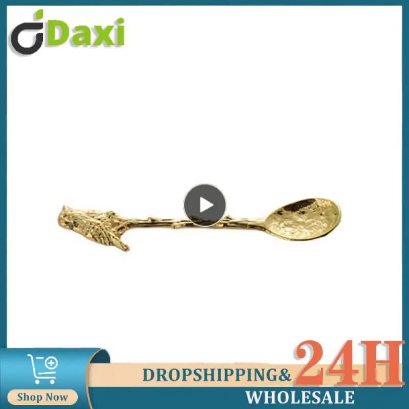 

Zinc Alloy Vintage Ice Cream Dessert Spoon Small Decor Coffee Spoon Retro Creative Forest Bird Coffee Tea Mixing Spoon