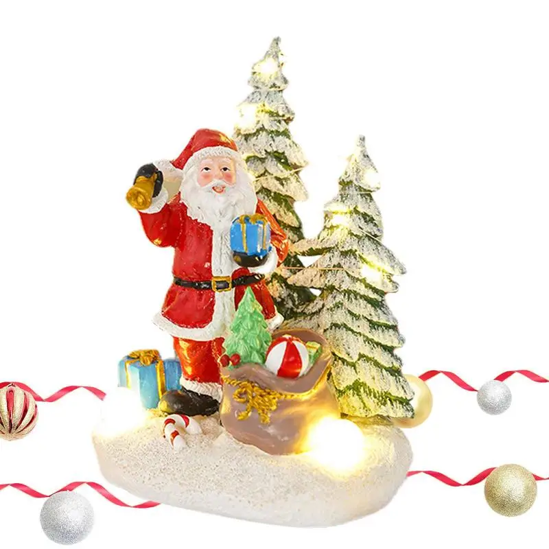 

Led Christmas Lighted Decorations Resin Christmas Tabletop Figurine With Music Christmas Ornament Tabletop Centerpiece Decor