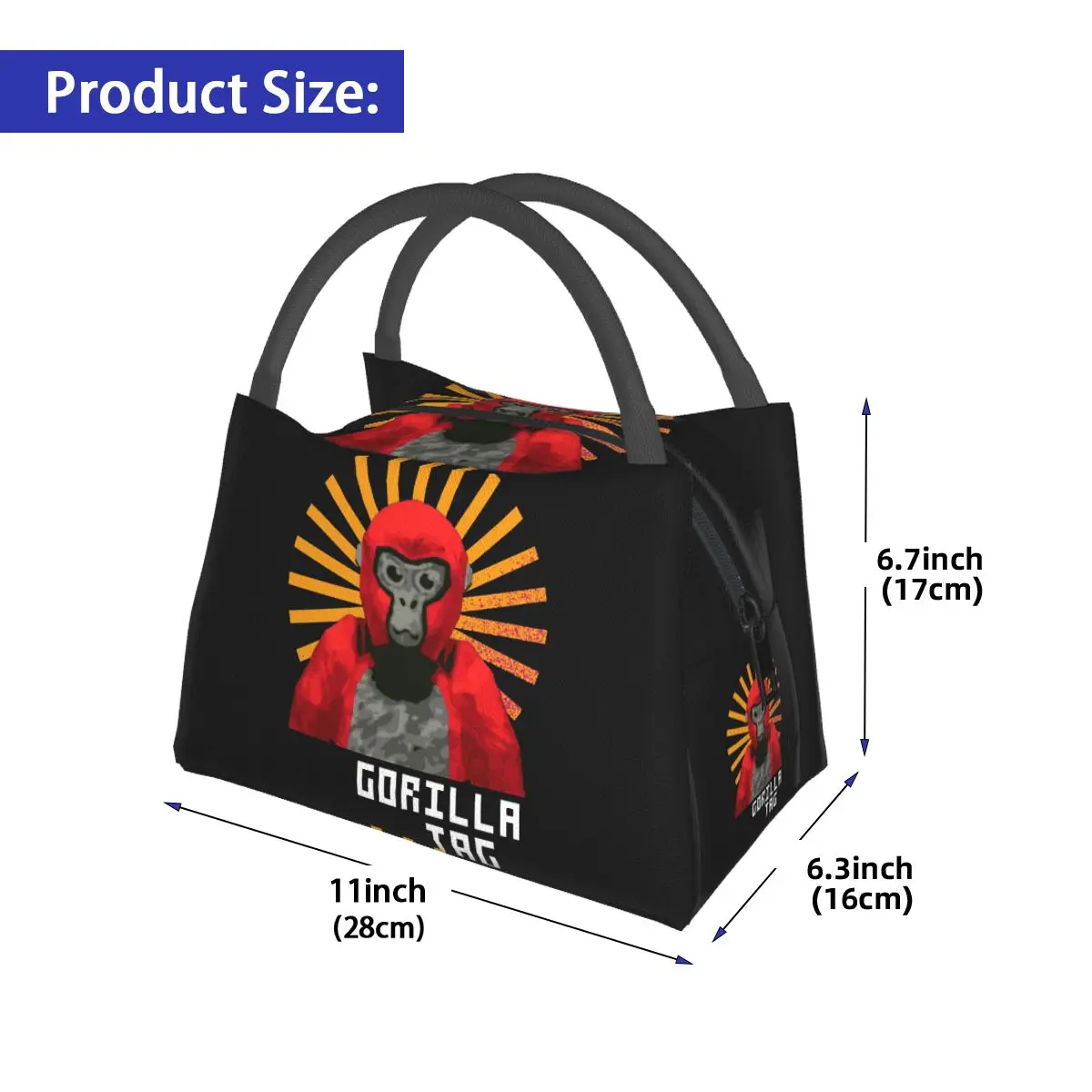Фото Gorilla Tag Pfp Maker Gorilla Tag Красная термоизолированная сумка для ланча для школы, для хранения бенто-боксов, портативный термобокс для еды. №2