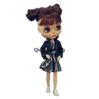 leather jacket fashion 11 5 doll outfits for blythe clothes coat top black silver dress for blyth accessories 16 dollhouse toy