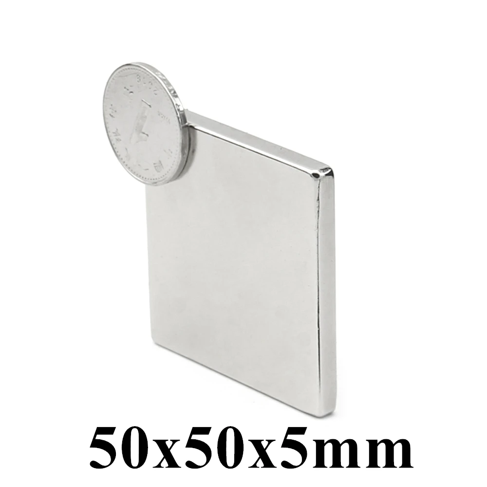 

1-5pcs 50x50x5mm Super Powerful Strong Rare Earth Block NdFeB Magnet Neodymium N35 Magnets 50x50x5 mm