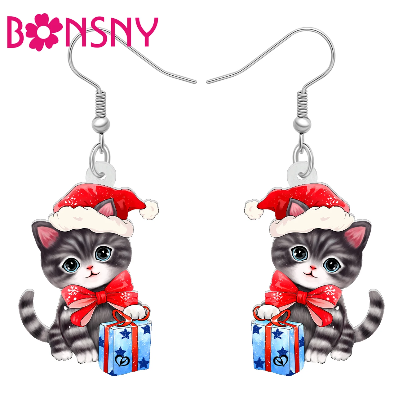 BONSNY акриловая забавная Шляпа кошка коробка Висячие серьги ювелирные изделия