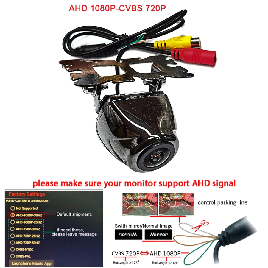 1920*1080P AHD MCCD Starnight vision fisheye view1000L HD супер объектив Автомобильная камера заднего вида парковочная камера Универсальная