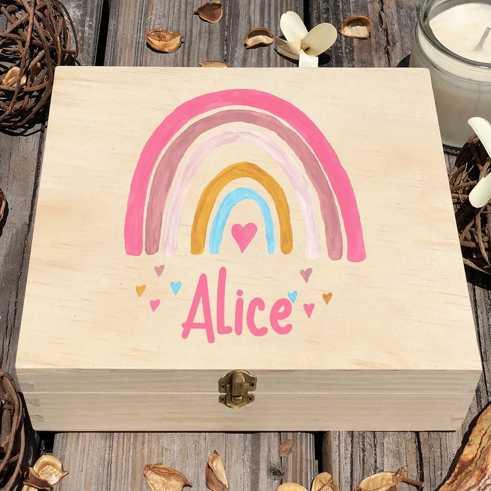 Custom Wooden Infat Memory Box Toddler Keepsake Box Newborn Shower Present Baby Birth Stats Gift