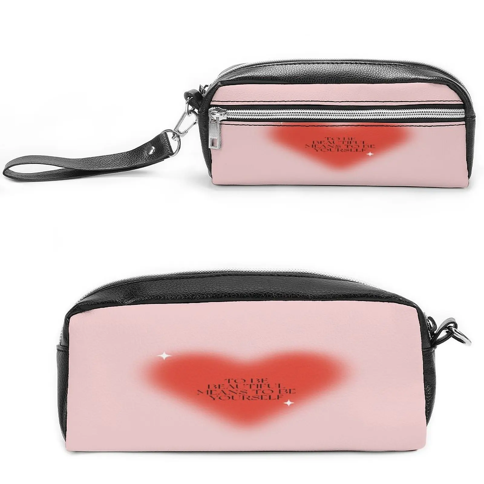 

Small Makeup Bags Pen Bag for Women Waterproof Travel Cosmetic Bag for Purse Zipper Compact Makeup Pouch Love Heart