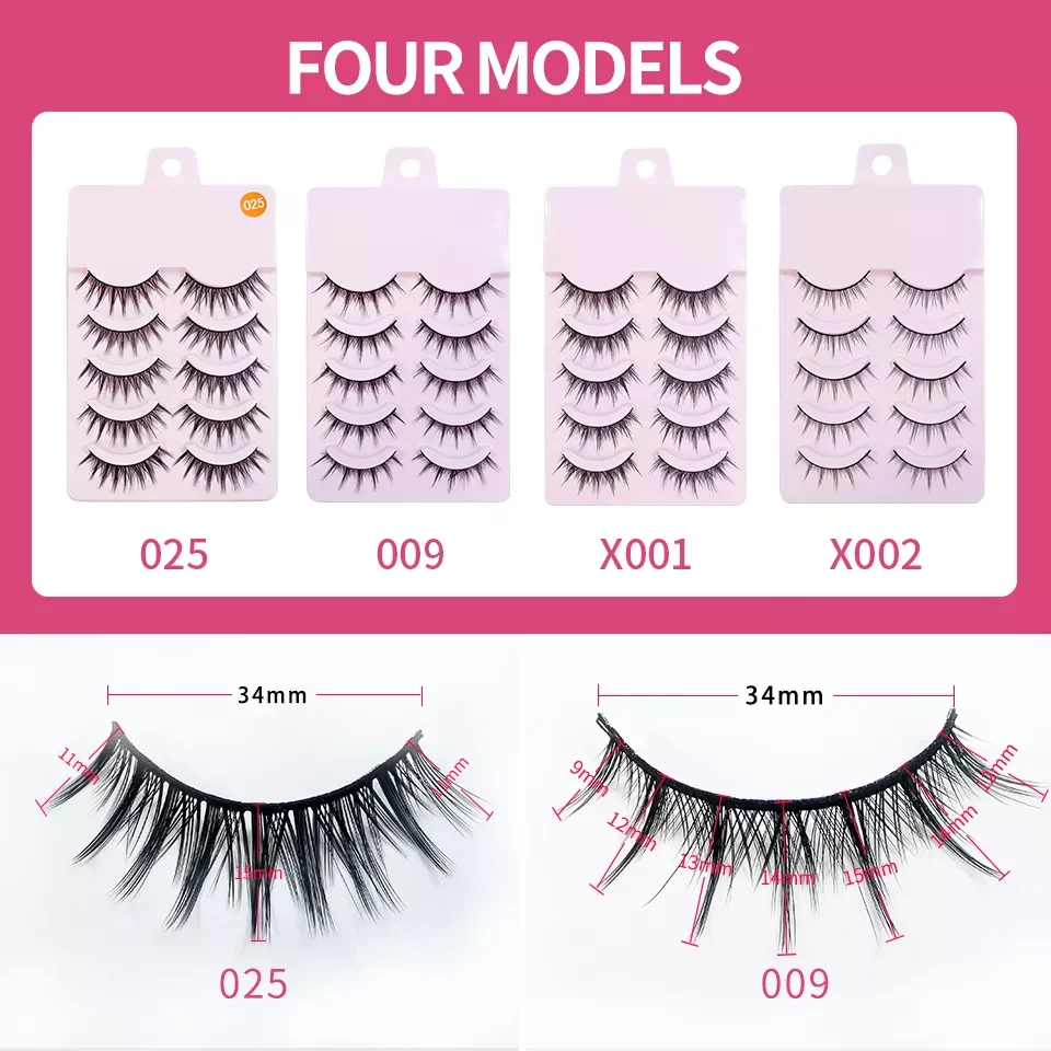 

Pairs Manga Lashes New Arrival Anime Cosplay Natural Wispy Lashes Korean Makeup Artificial False Eyelashes