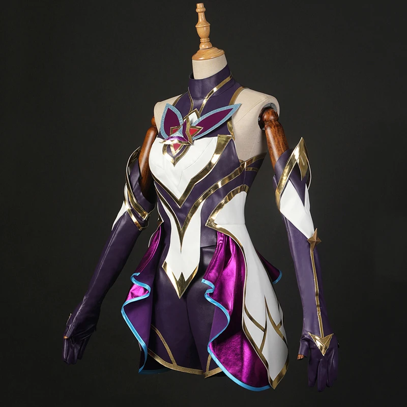 Фото Игра LOL Star Guardian Akali Косплей Костюм Платье из искусственной кожи Парик Сапоги по индивидуальному заказу Обувь Женская карнавальная форма для Хэллоуина №5