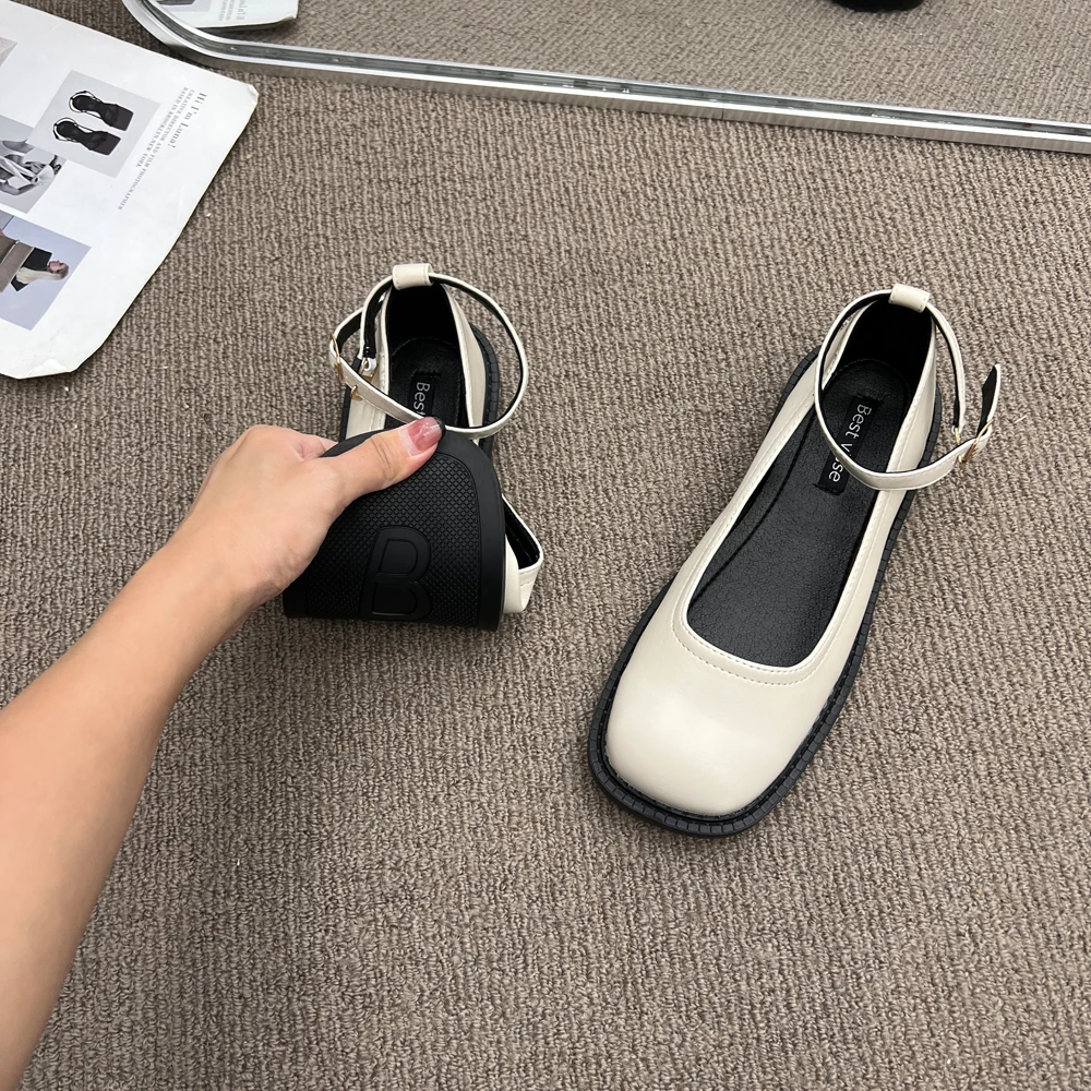 

Low Heels Round Toe Korean Shoes British Style Female Footwear Oxfords Women's 2022 Preppy Retro Dress Leather Microfiber PU Rom