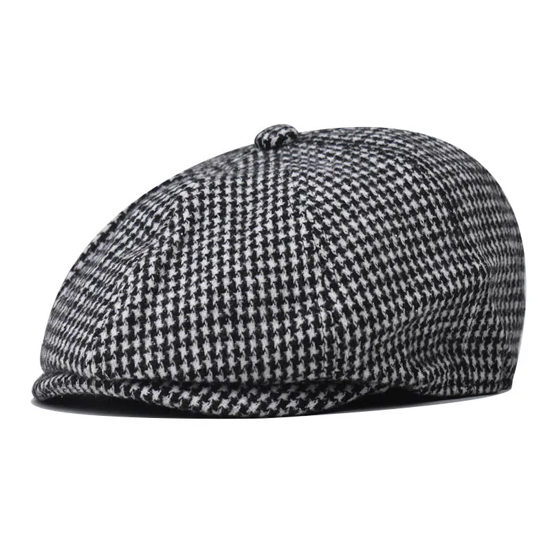 

Осенне-зимний берет для мужчин, ретро британские кепки газетчика для мужчин, твидовая модная художественная шапка художника, женская уличная Повседневная восьмиугольная шапка