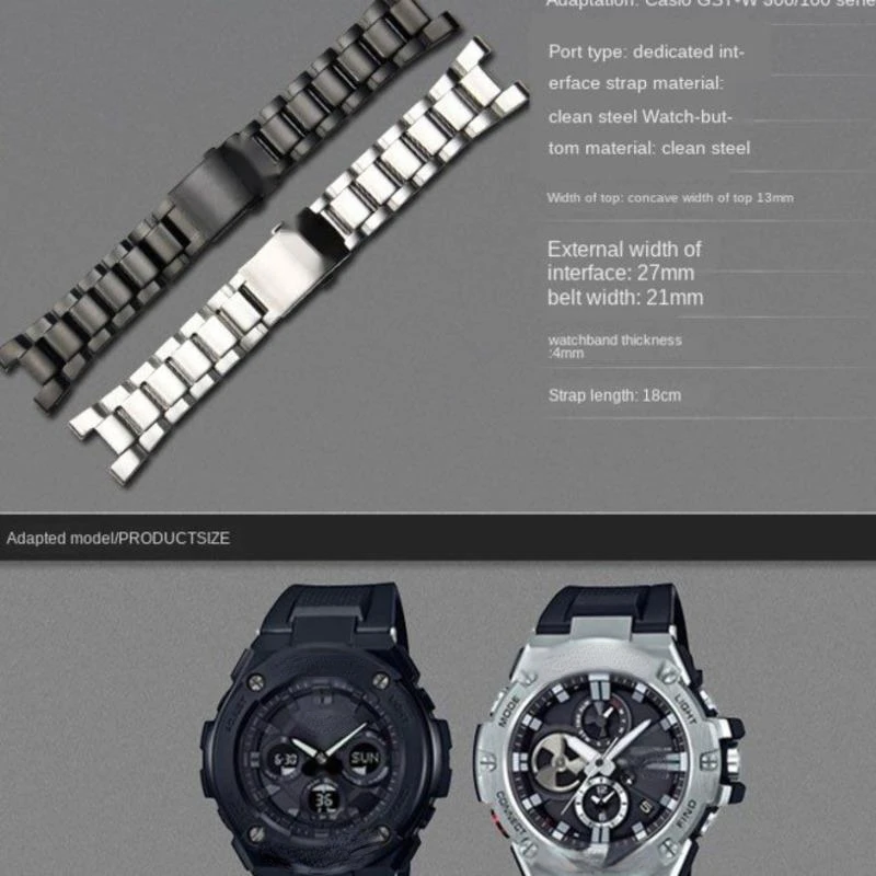 Stainless Steel Watchband For Casio G-Shock GST-W300 GST-400G GST-B100 GST-210 S100D/S110D/W110 Metal Watch Band Strap Bracelet
