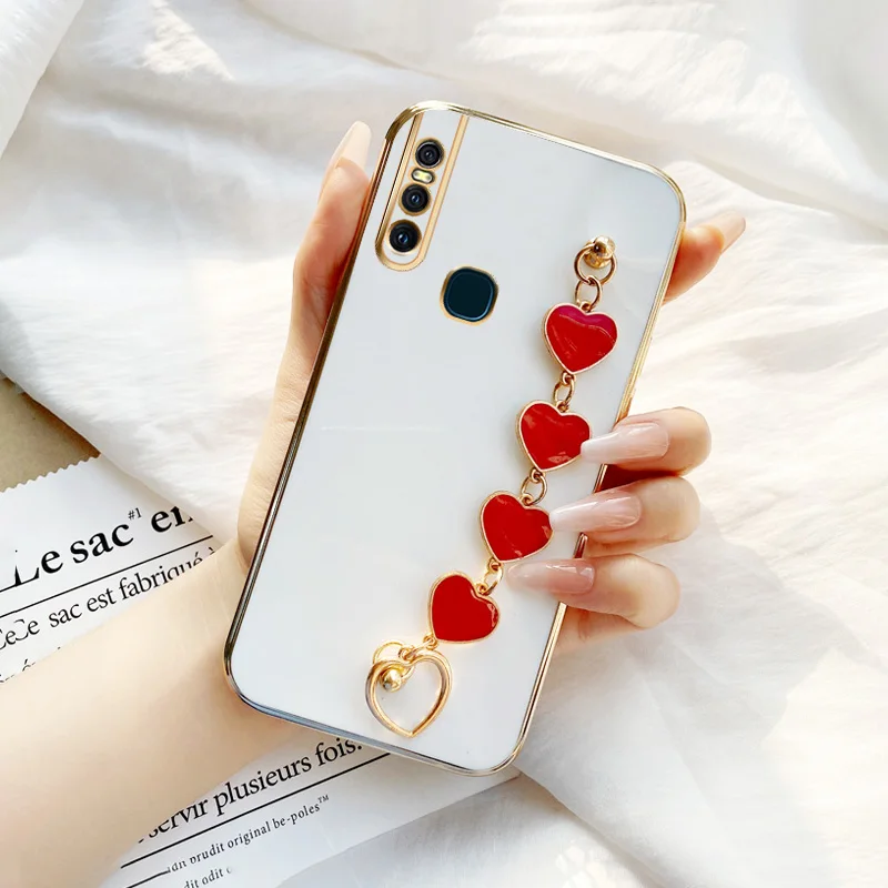 

Red Drip Glue Love Bracelet Case for vivo S1 S1 Prime Y9S Y7S Z1x Z1 Pro Z5X X70 X70T X60 Pro Plus T1 Snapdragon778G iQOO Neo