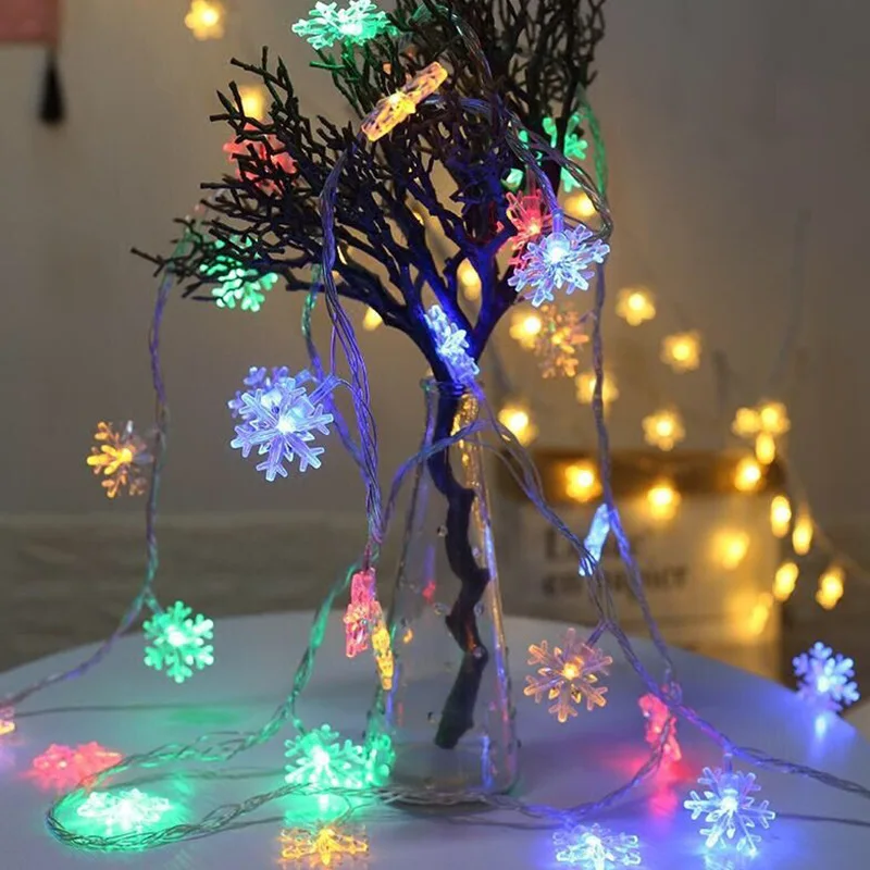 

6M 40LED Snowflake Christmas Garland Fairy Lights Battery USB String Lights Outdoor for Xmas Tree Room New Year Holiday Decor