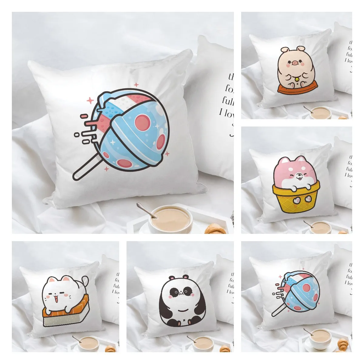 Cushion Cover Decorative Pillowcase Cute Little Animal  Polyester Square Throw Pillows For Bed Couch Home Decor 45x45cm