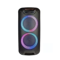 bt dual 8 inch with fire effect led light music player speaker portable karaoke entertainment sound system