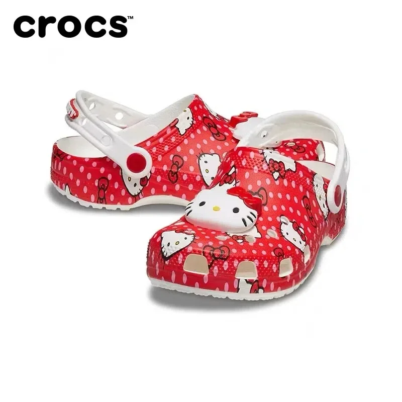 Crocs x Sanrio Hello Kitty Kawaii/обувь с дырочками для девочек и мальчиков сандалии детские