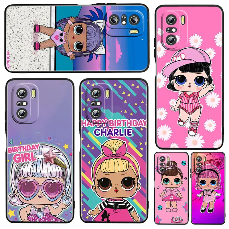 

L.O.L. SURPRISE Love Dolls For Xiaomi Redmi K50 Gaming Pro 5G 10 9 9A 9C 9T 8 7 6 5 4X TPU Soft Black Phone Case Fundas Capa