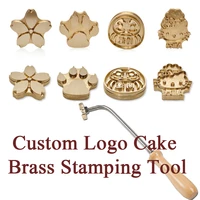 custom cake logo brass mold handle set diy fire burning copper stamp mold fire baking bread branding stamp iron heating embos
