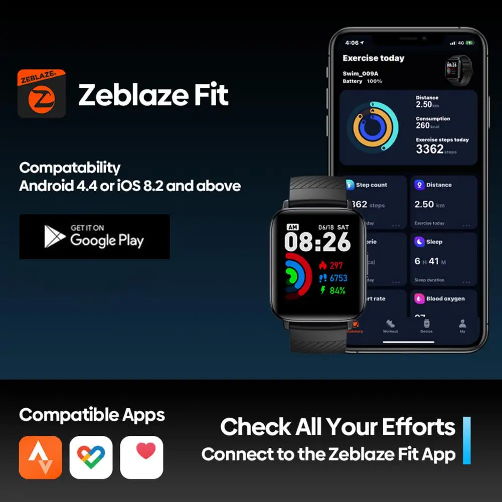

Creative Touch Control Smart Watch Support APP Fashion Heart Rate Monitor Swimming Smart Wristwatch 24H Health Monitoring