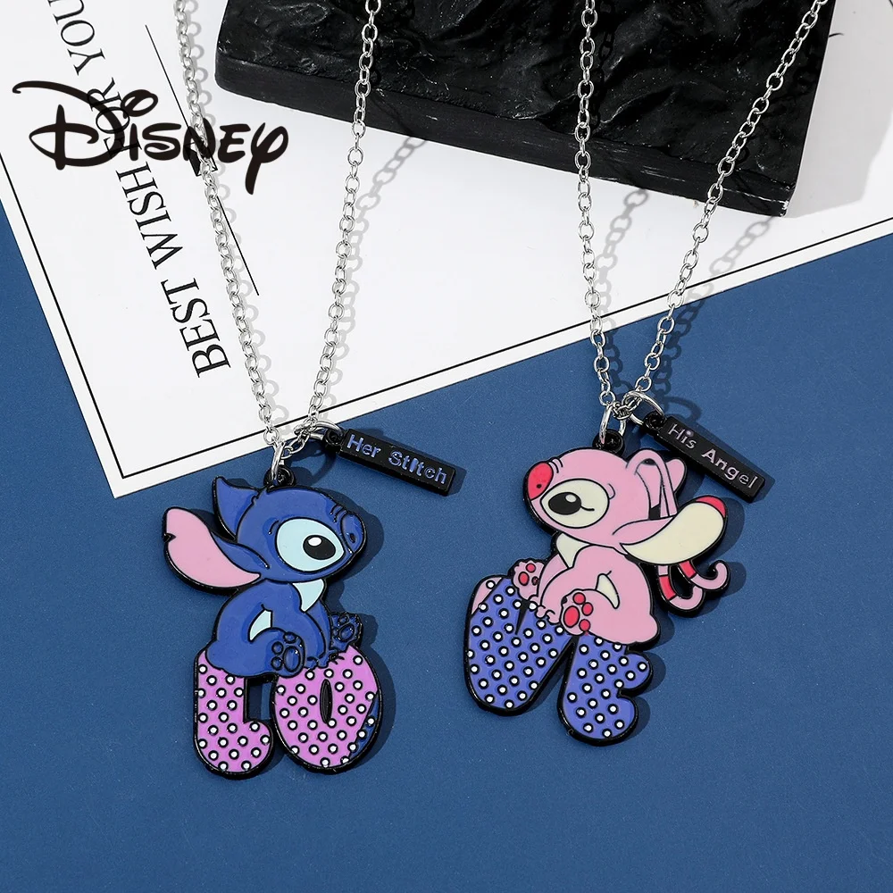 

Cute Disney Cartoon Necklace Lilo & Stitch Shape Metal Necklace Anime Character Stitch Kawaii Creative Pendant Kids Gift
