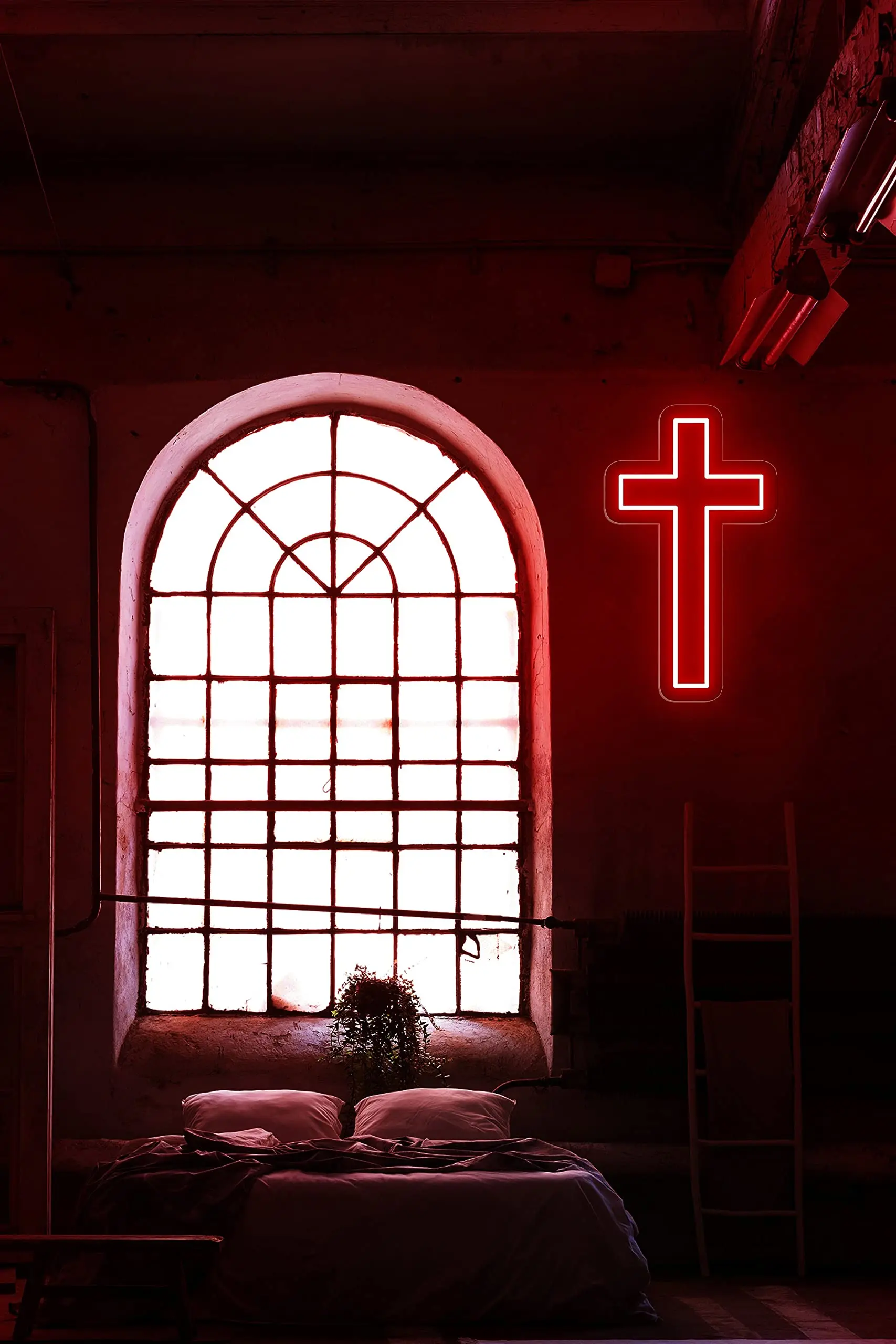 Neon Cross LED Neon Sign Red Cross Sign Jesus Neon Sign Light Neon Sign Wall Art Decor Led Inverted Cross Upside Down Neon Light