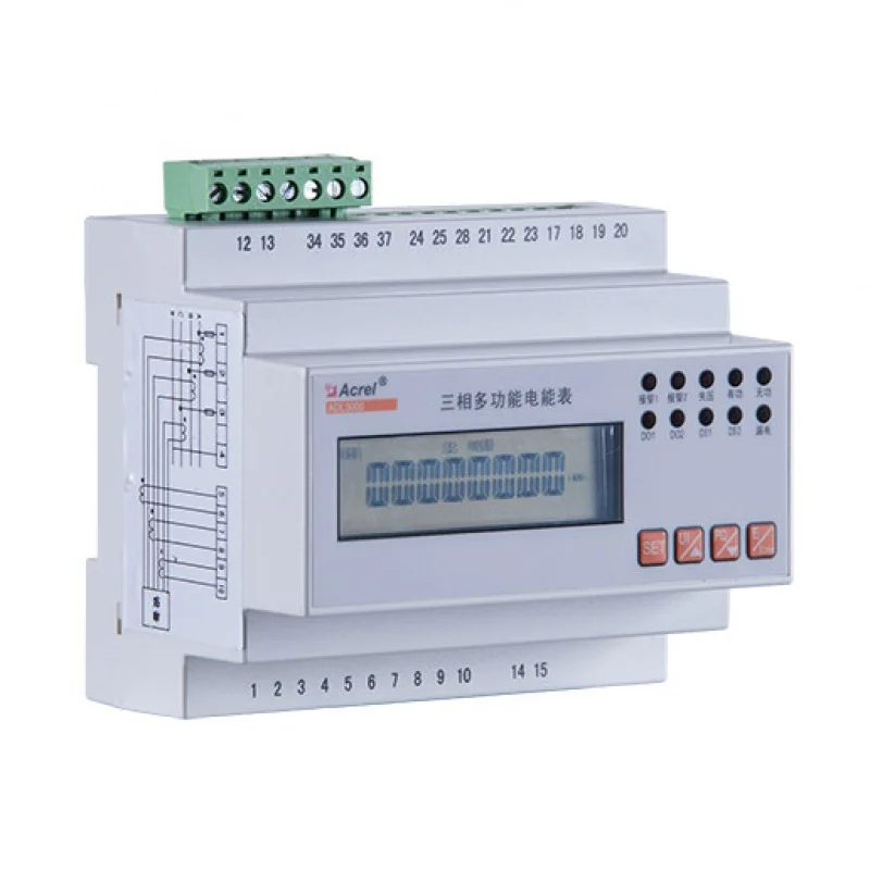 

Acrel ADL3000 Three Phase DIN Rail Mounting Energy Meter 690V LCD Display Voltage Power Factor Current Active Reactive Power